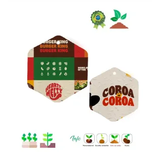 Tag em Papel Semente 6x6cm – Formato Especial Hexagonal Personalizado 1203
